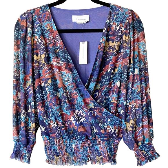 Anthropologie Ines Smocked Surplice Blouse Top, XS - Picture 4 of 8